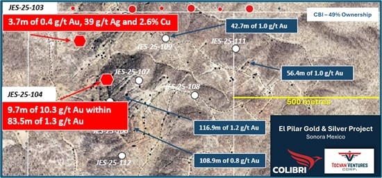 Colibri & Partner Drill 83.5 metres at 1.3 grams per tonne Gold (including 10.3 grams per tonne Gold over 9.7 metres) at El Pilar Gold & Silver Project in Sonora Mexico