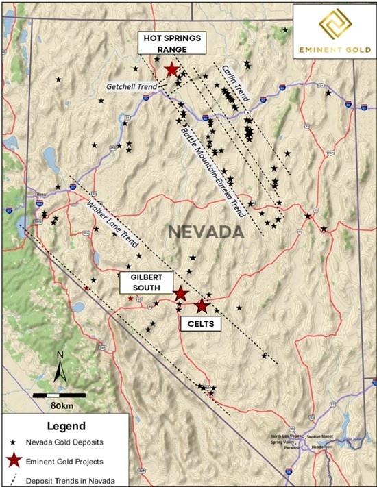 Eminent Acquires 100% Ownership of Getchell Trend Analogue, Hot Springs Range Project
