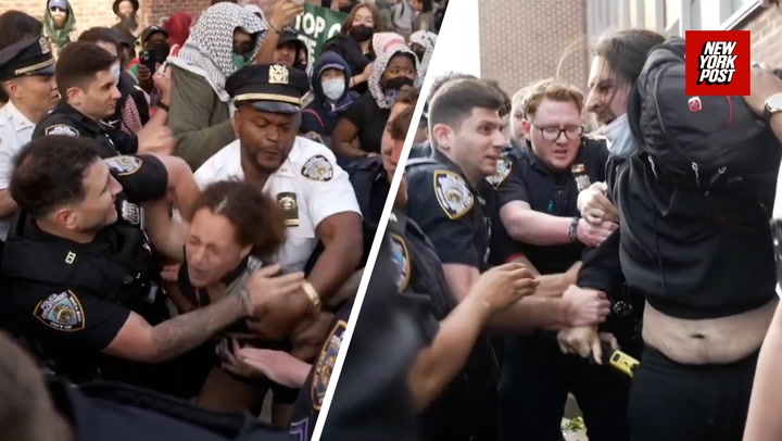 Clashes erupt at Brooklyn College as anti-Israel activists attempt to set up tents on campus