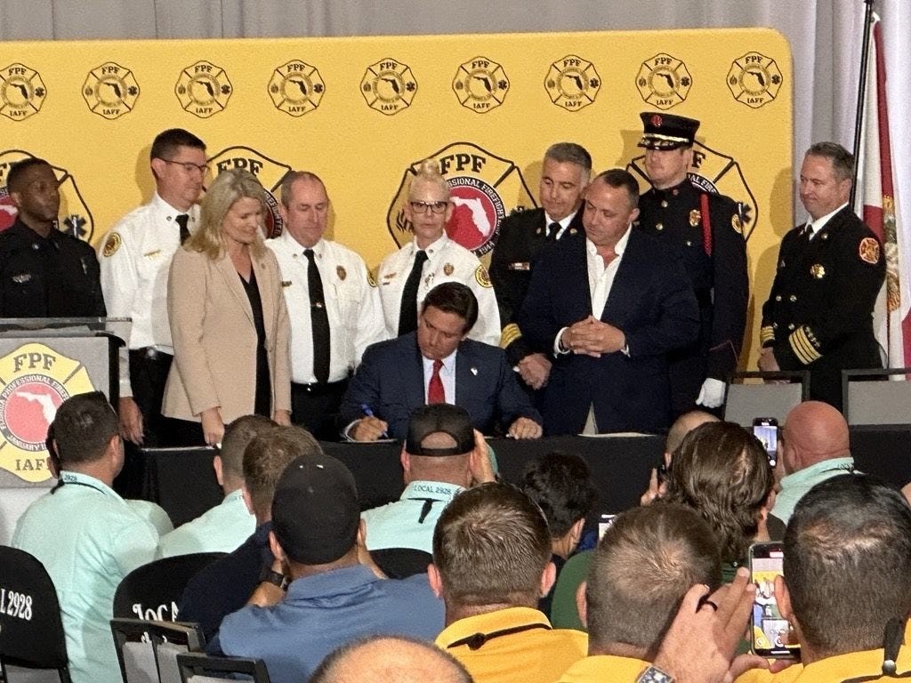 'A noble calling': DeSantis signs law shortening firefighter shifts, praises their service