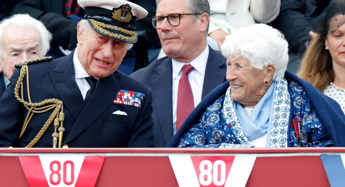 Fans Love King Charles Breaking Royal Protocol For 98-Year-Old Veteran During VE Celebration