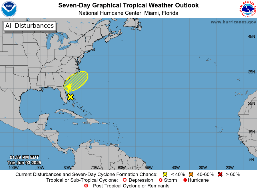 Potential tropical system is making its way along Florida's eastern coastline
