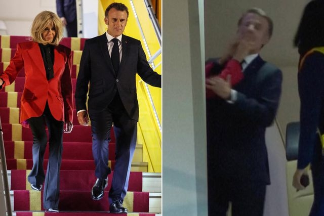 French President Emmanuel Macron Pushed in Face by Wife Brigitte in Viral Moment Caught on Video
