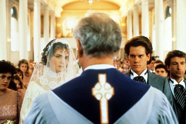 Kevin Bacon and Elizabeth McGovern Recall Falling Asleep While Standing While Filming 'She's Having a Baby 'Marriage Scene