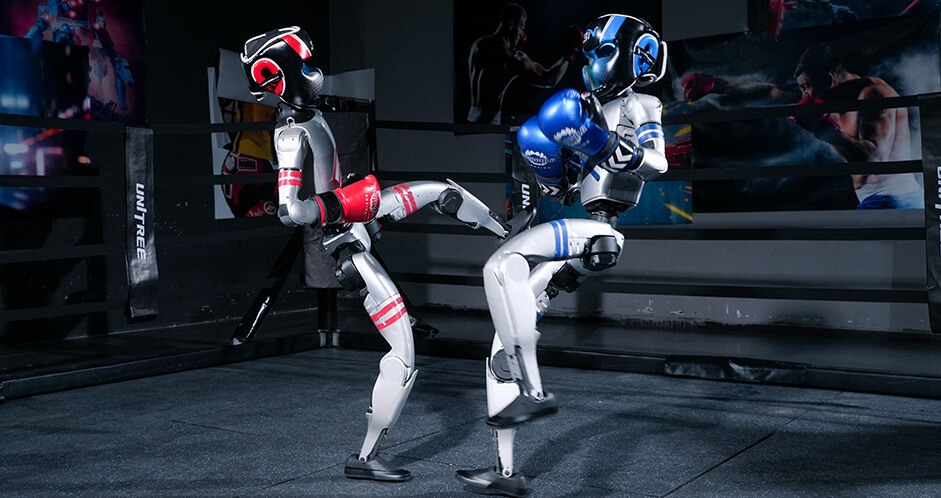 Robots square off in world's first humanoid boxing match