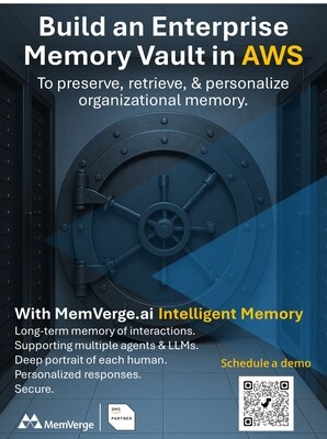 Build an Enterprise Memory Vault with MemVerge.ai Intelligent Memory software. Available in the new AWS Marketplace AI Agents and Tools Category