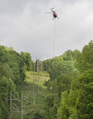 Mon Power Deploys Aerial Saw to Trim Trees in Hard-to-Access Areas