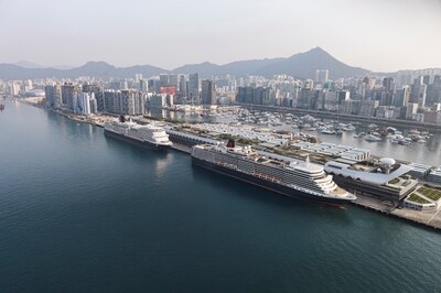 Queen Elizabeth joins Queen Anne in Hong Kong for first meeting with sister ship