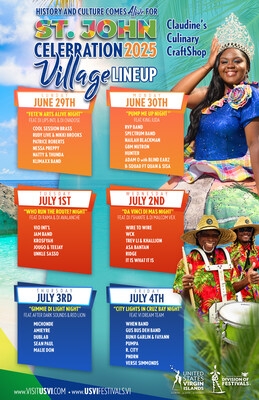 U.S. Virgin Islands Department of Tourism Announces a Star-Studded Village Night Lineup for St. John Celebration