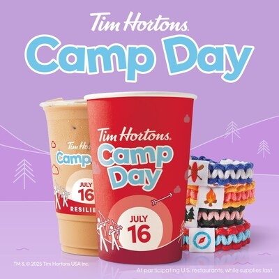 Tim Hortons® Camp Day is back on July 16 with 100% of purchase price from hot and iced coffees donated to Tim Hortons® Foundation Camps!