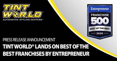 Tint World Named One of 2025's Best of the Best Franchises By Entrepreneur