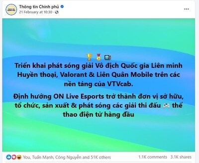 Vietnam strengthens Esports industry with national TV involvement