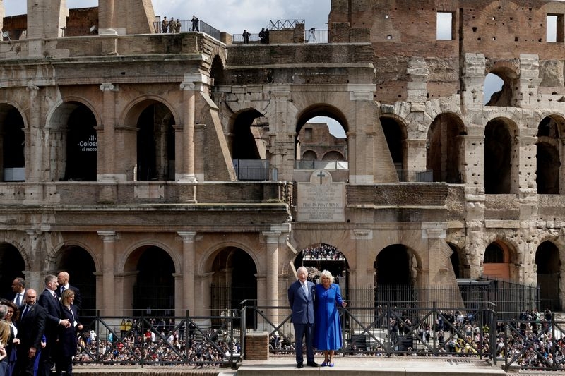 British royals greet crowds at Colosseum during Italy visit