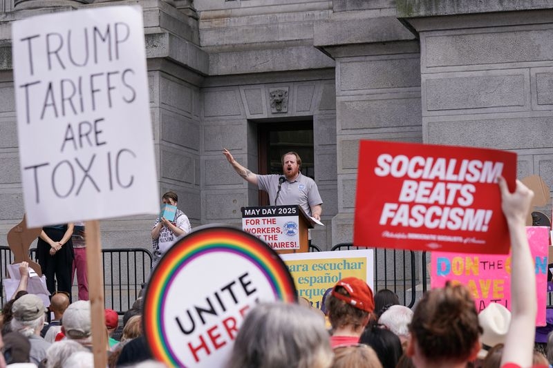 May Day protesters across US rally against Trump policies, urge rule of law