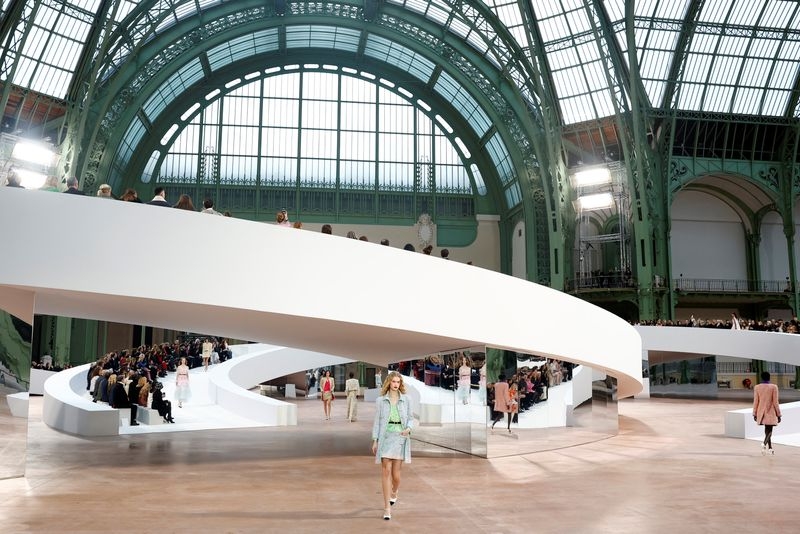 Chanel builds double-C logo into catwalk set for haute couture