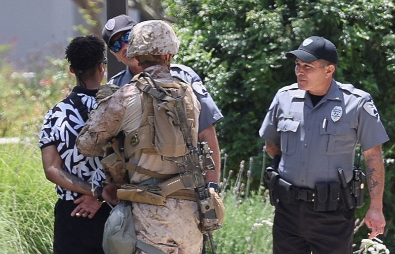 Exclusive-US Marines carry out first known detention of civilian in Los Angeles, video shows
