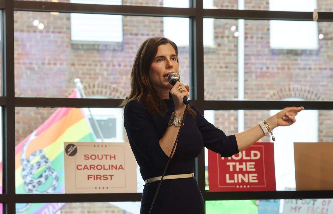 Rep. Nancy Mace brings SC governor campaign — and protesters — to Rock Hill