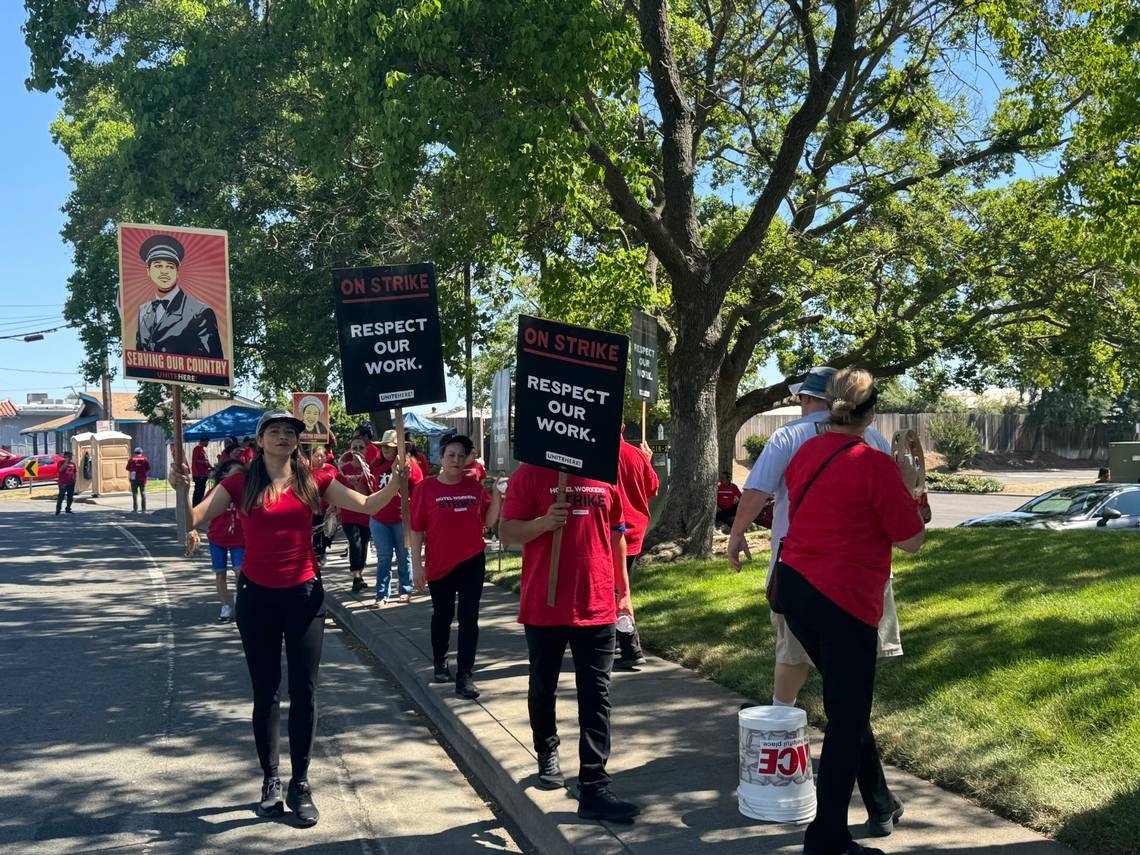Employees strike at Hilton Sacramento Arden West hotel over housekeeper workload