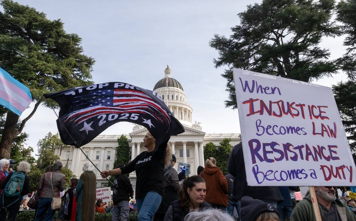 Protesters rally against Donald Trump at California Capitol. ‘We're all under attack'
