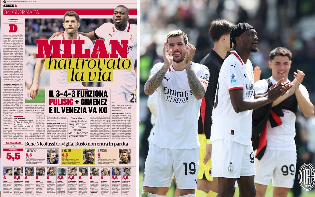 GdS: ‘The 3-4-3 works' – how Milan secured solid but unspectacular win over Venezia