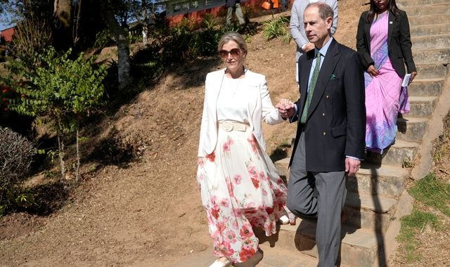 Prince Edward and Sophie hold hands during Nepal tour as they visit spot where late Queen and Prince Philip planted trees