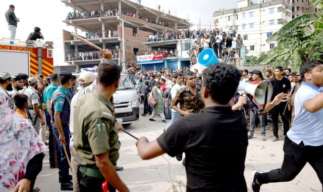 At least 16 dead after plane crashes into college campus in Bangladesh