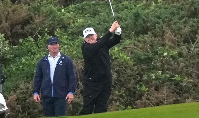 Huge security operation as Donald Trump tees off at his Scottish golf course