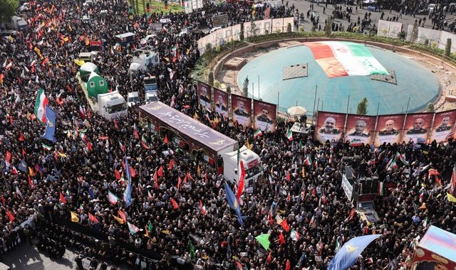 Chants of 'death to America' at funeral for Iranian military commanders and scientists