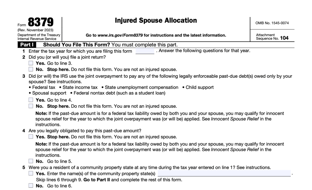 Form 8379: How to File an Injured Spouse Allocation