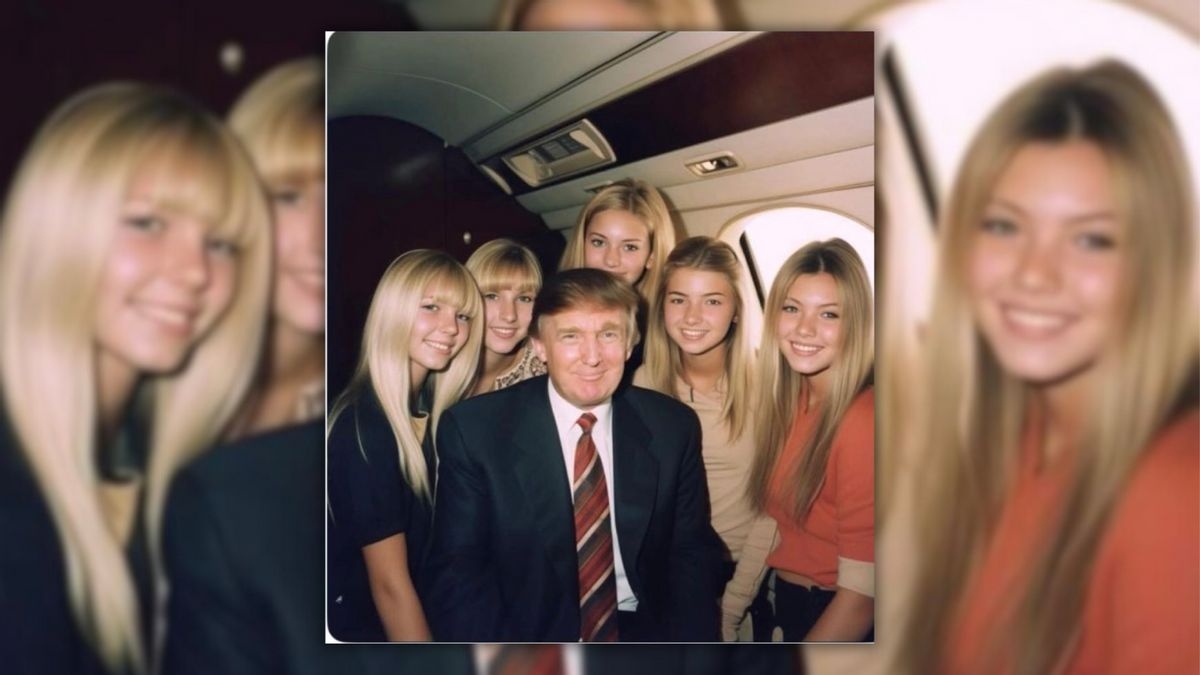 Fact Check: AI-generated image shows Trump on Epstein's jet with underage girls