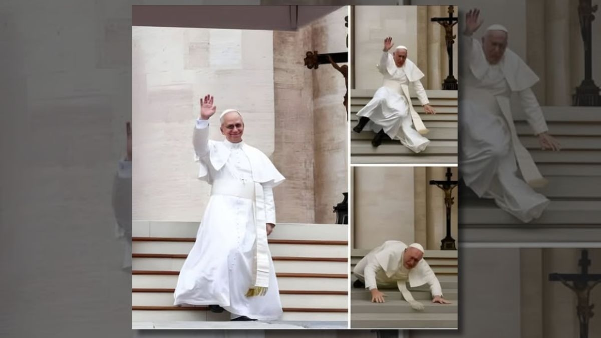 Fact Check: Don't fall for photos of Pope Leo XIV tumbling down stairs
