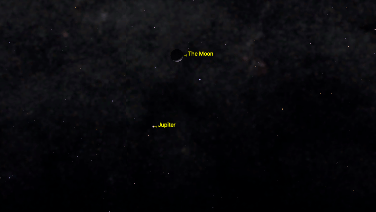 See a wafer-thin crescent moon leapfrog Jupiter this week