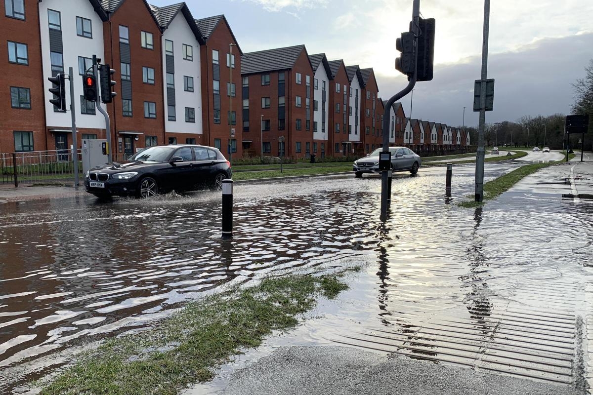 Aftermath of Storm Herminia soaks Swindon's roads