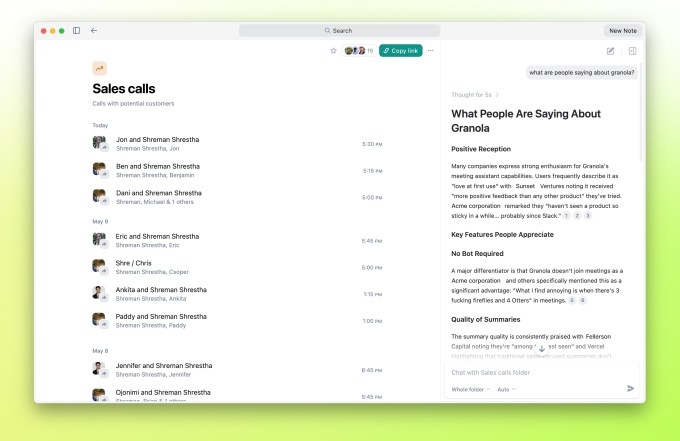 AI note-taking app Granola raises $43M at $250M valuation, launches collaborative features
