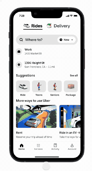Uber adds a new type of account with a simpler UI for the elderly
