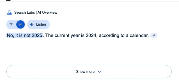 Google fixes bug that led AI Overviews to say it's now 2024
