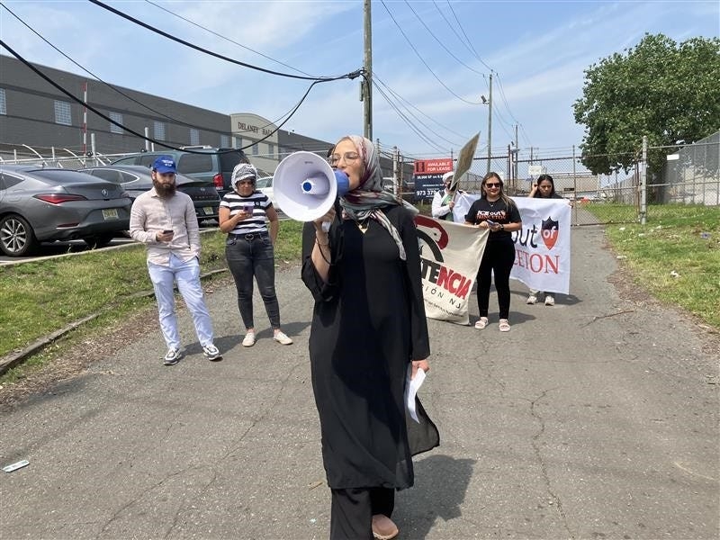 Protesters rally outside Delaney Hall for Palestinian activist from Paterson, others