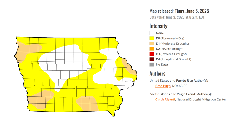 Drought monitor map shows an increase in dry conditions across Iowa. Why?