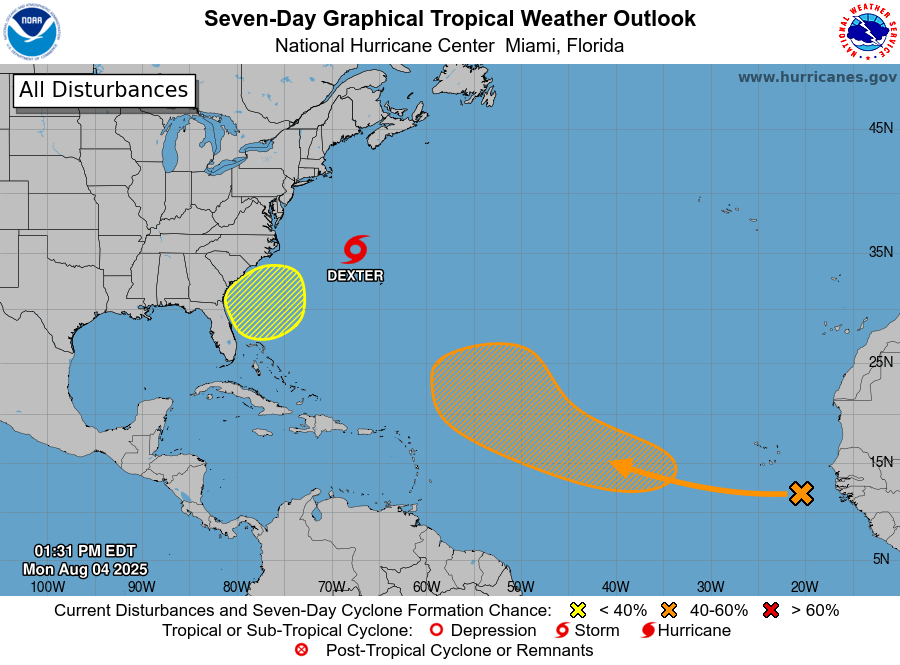 National Hurricane Center tracking Tropical Storm Dexter, 2 other systems. Where are they going?