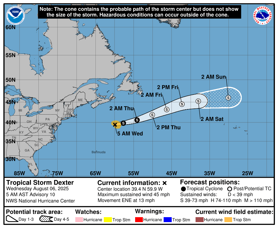 Will Tropical Storm Dexter become Atlantic season's first hurricane? See NOAA's forecast