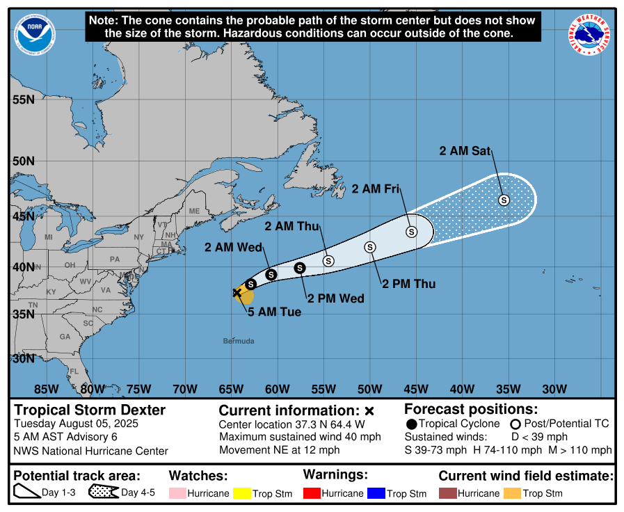 See projected path of Tropical Storm Dexter. What impacts could it have on Florida?
