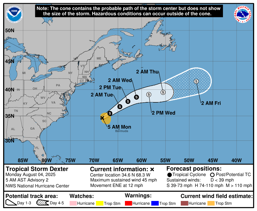 Tropical Storm Dexter forms off US coast. See latest spaghetti models, any Florida impacts