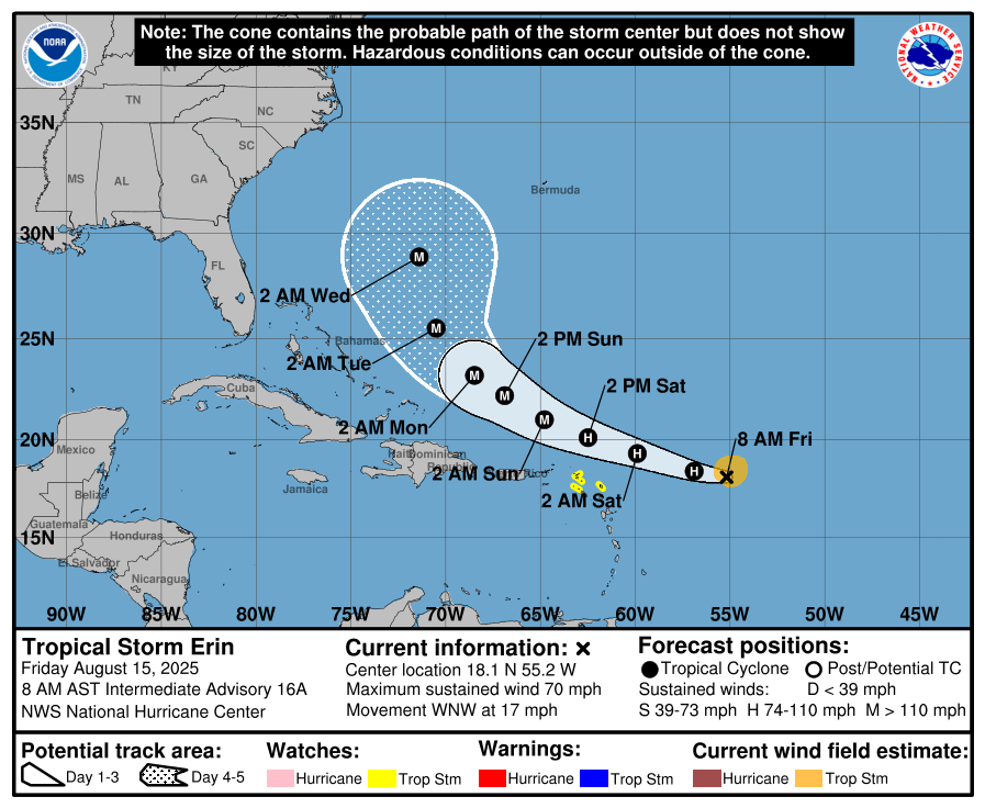 Jacksonville's weekend forecast as Erin is projected to become 'powerful' Cat 4 hurricane