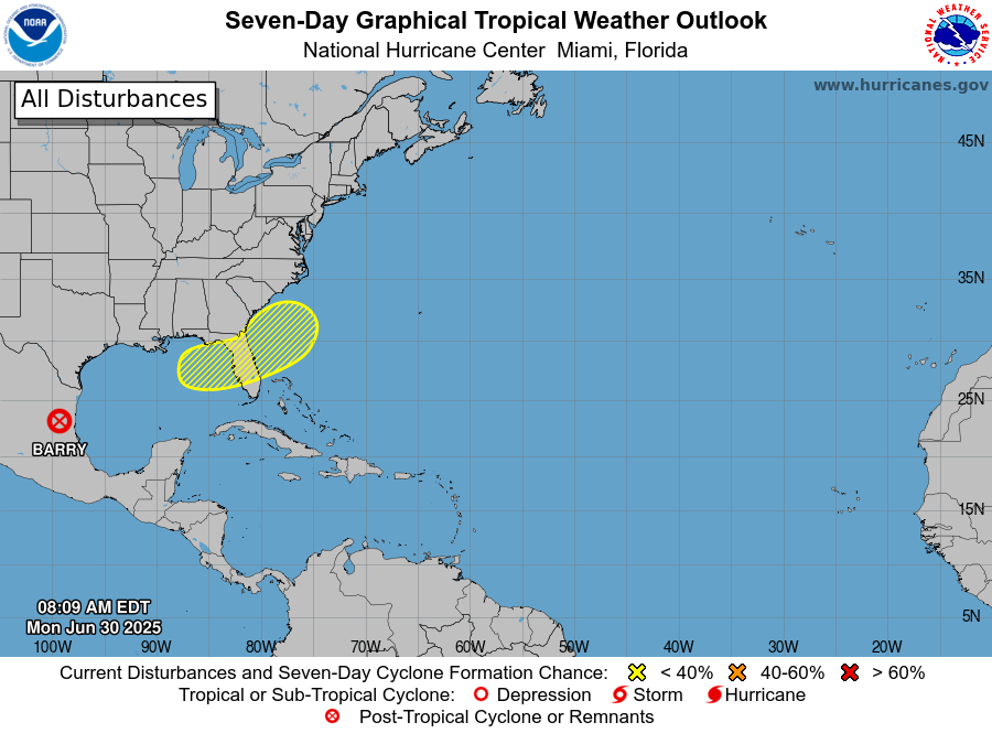 NHC tracking system that could stall over Florida. Fort Myers, Lee County July 4th impact