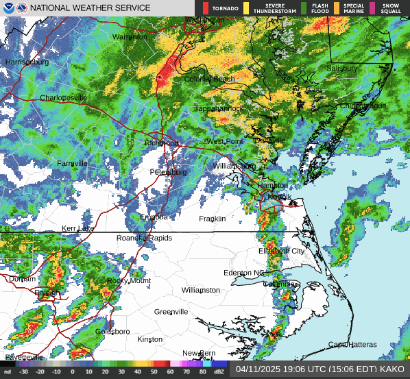Weather alert: Flash floods, hail, damaging winds possible in southeast, south central VA