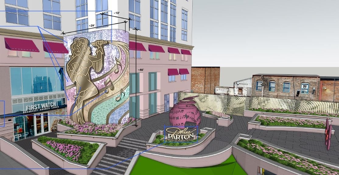 Look at Dolly Parton's Nashville hotel: Renderings show guitar entrance, shimmer wall