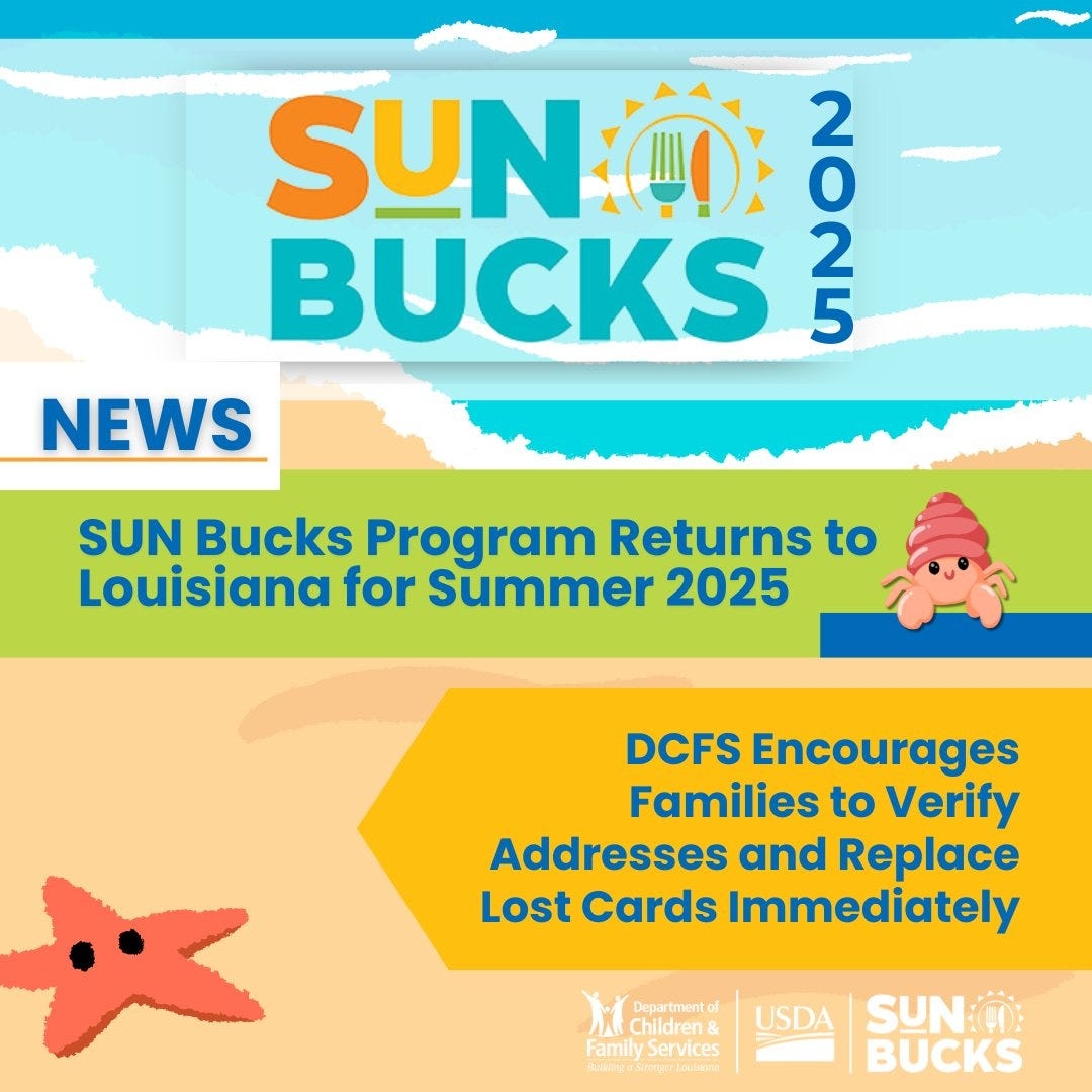 Do you qualify? Sun Bucks returns in summer 2025 for some Louisiana families