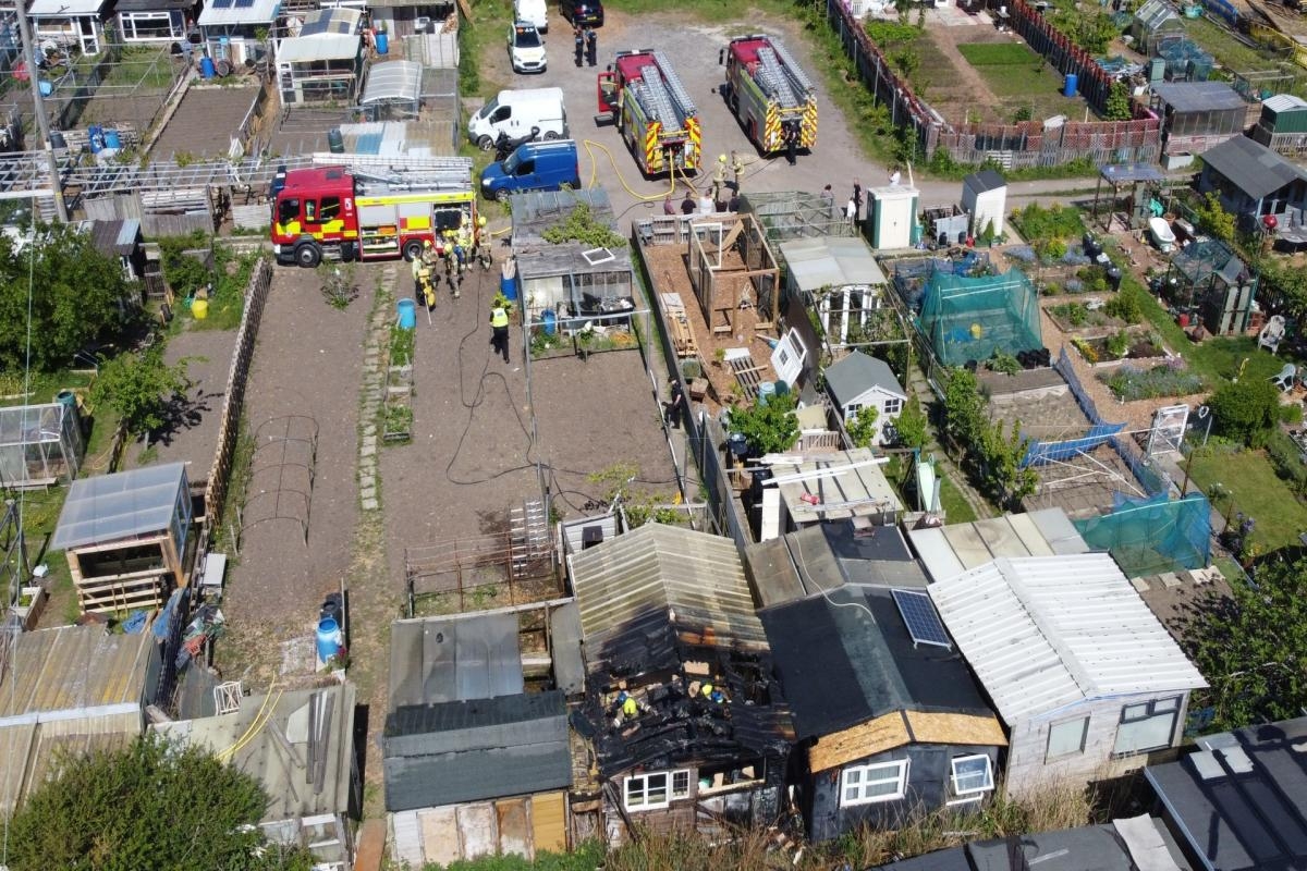 Crews tackle fire at allotment