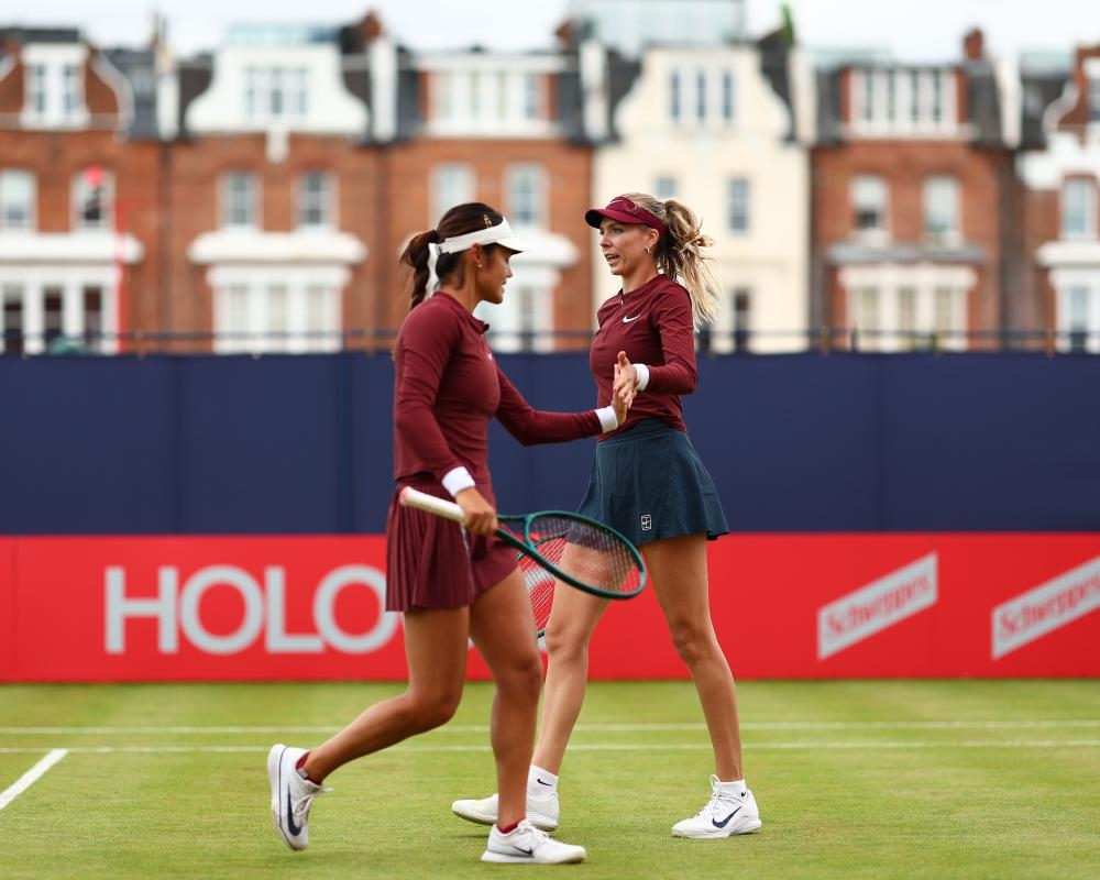 Raducanu and Boulter laugh off Queen's doubles defeat with singles to come