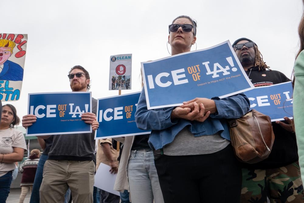 Families arrested in LA Ice raids held in basements with little food or water, lawyers say